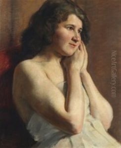A Young Woman In White Dress by Carl Christian Frederik Jacob Thomsen