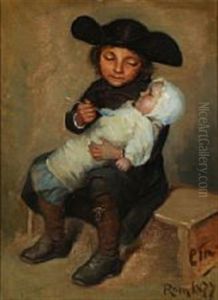 Italian Boy With A Little Child by Carl Christian Frederik Jacob Thomsen