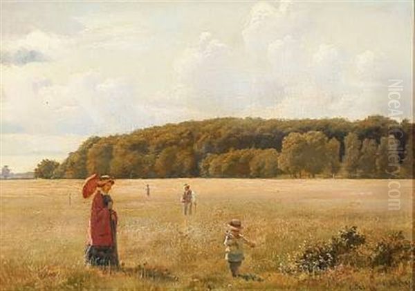 Summer Day With A Family Gathering Flowers In A Field - view 1
