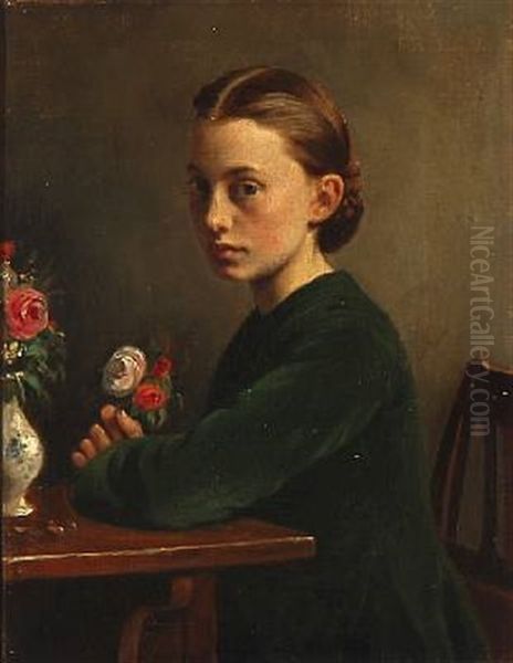 Portrait Of A Girl In A Green Dress - view 1