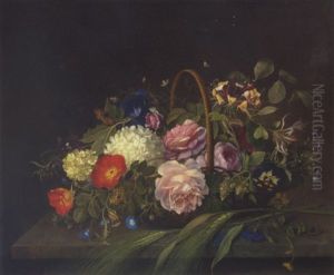 Blomster I En Kurv by Emma Augusta Thomsen