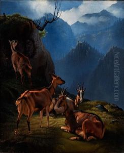 Ziegen Im Hochgebirge by Fritz (Frederik Gotfred) Thomsen