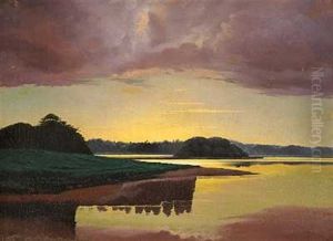 Solnedgang Ved Hellebaekskovene by Fritz (Frederik Gotfred) Thomsen