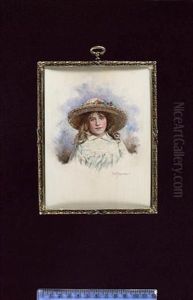 Elizabeth Bowes-lyon, Later Queen Consort, Aged Nine, Wearing Pale Green Smocked Dress And Large Straw Bonnet Decorated With Flowers