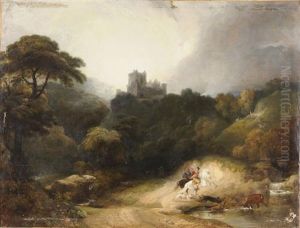 Hunting Party Below A Scottish Castle Hunting Party Below A Scottish Castle