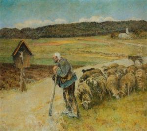 Andacht Beim Marterl Am Wegrand by Eduard Thoeny