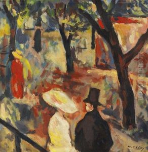 Spazierganger Im Park by Wilhelm Thoeny