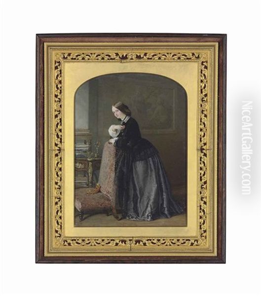 Mary Cornelia Edwards (1826-1906), 5th Marchioness Of Londonderry, In Black Velvet Jacket With Pearl Buttons, White Lace Collar And Sleeves - view 1
