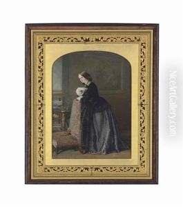 Mary Cornelia Edwards (1826-1906), 5th Marchioness Of Londonderry, In Black Velvet Jacket With Pearl Buttons, White Lace Collar And Sleeves