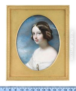 Marianne Weyland Bowyer-smijth, Wearing Decollete White Dress With Lace Trim, A Gem Set Brooch At Her Corsage, Her Hair Parted And Upswept