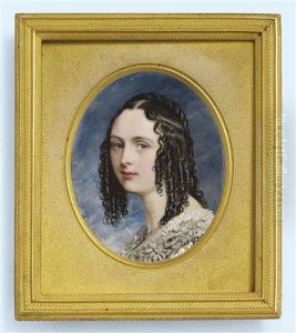 Alice Hope Montgomery, Nee Johnstone (d. 1890), In Dress With Wide Lace Collar, Wearing A Gold Necklace, Dark Hair Dressed In Ringlets