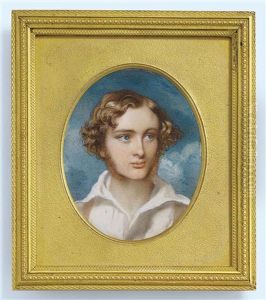 Sir Graham Graham-montgomery, 3rd Bt. Of Stanhope (1823-1901), In Open-collared White Shirt, Fair Curling Hair; Sky Background