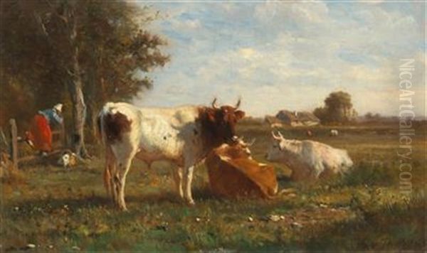 Open Landscape With Cows - view 1