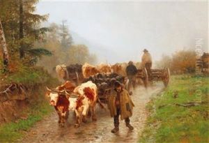Farmer With Team Of Oxen