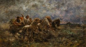 Quadriga In Abendlicher Landschaft