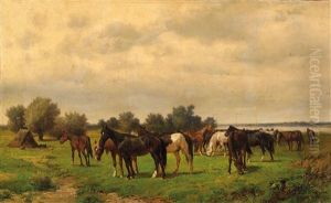Horses Resting by Otto Karl Kasimir Von Thoren