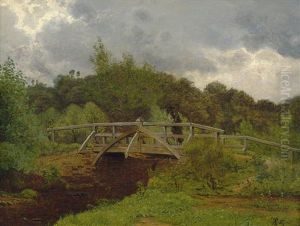 Stehender Junger Mann Auf Einer Brucke Am Flus by Anton Erik Christian Thorenfeld
