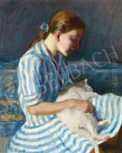 Girl In A Striped Dress (girl With A Cat) Girl In A Striped Dress (girl With A Cat)