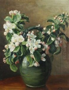 Vase With Blooming Branches From Fruit Trees by Emmy Thornam