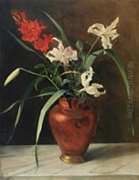 Flowers In A Vase On A Stone Sill - view 1