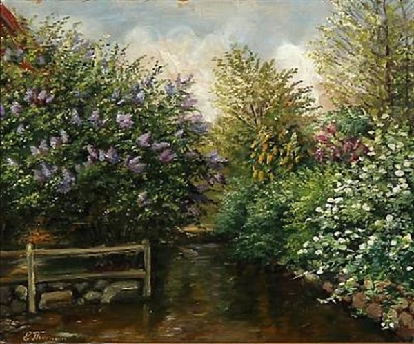 Blooming Lilacs At A Stream - view 1