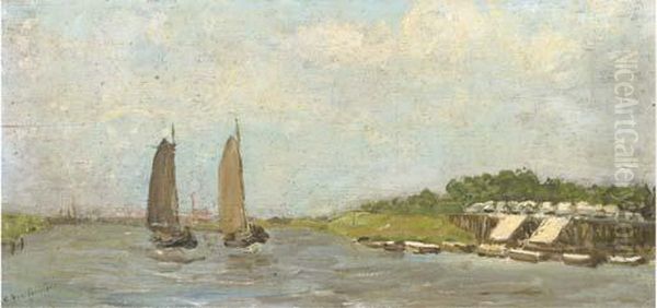 Sailing Vessels On A River - view 1
