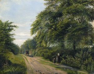 Feldweg Mit Kutsche In Sommerlicher Landschaft Bei Lyngby In Danemark Feldweg Mit Kutsche In Sommerlicher Landschaft Bei Lyngby In Danemark