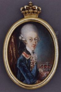King Christian Vii Of Denmark In Blue Velvet Coat With Red Collar And Silver Buttons, Frilled Cravat, Wig En Queue, Wearing The Royal Danish Order Of The Elephant