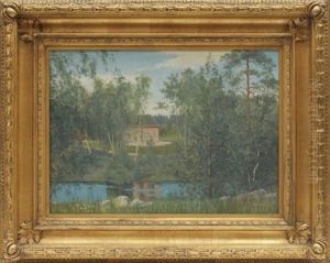 Hus Vid Vattendrag by Alfred Thoerne