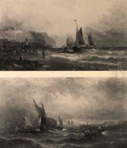 Fishing Smacks Off The White Cliffs Of Dover by Charles Thornely