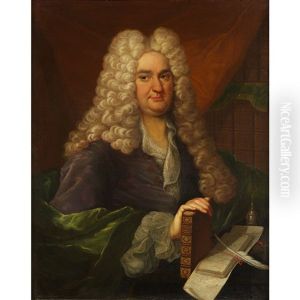 Portrait Of A Gentleman Believed To Be Sir William Wyndham In His Study by Sir James Thornhill