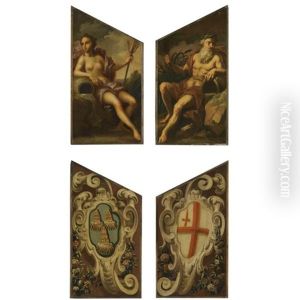 Door Panels Depicting Neptune And Amphitrite (verso; Pair) by Sir James Thornhill