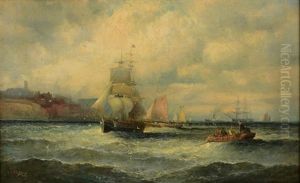 Ships Sailing In Harbor by Charles Thornley