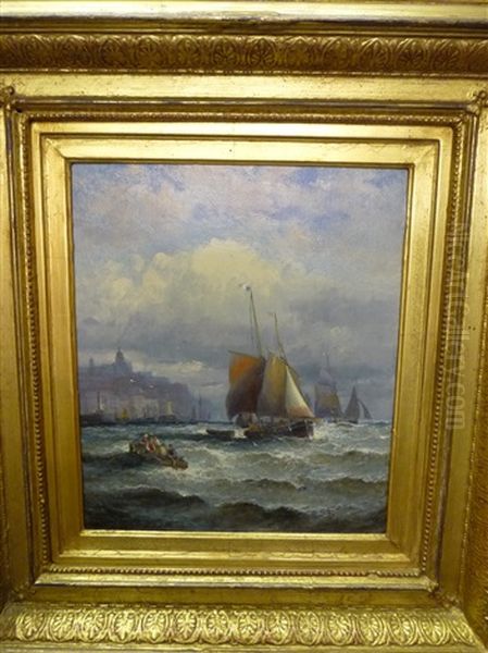 Fishing Boats Off A Harbour With A Lighthouse Nearby - view 1