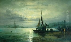 Shoreham Harbour By Moonlight by Charles Thornley