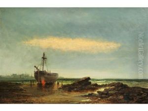 Kustenstuck Mit Schiff by Georges William Thornley
