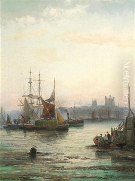 Rochester From Strood And One Other Shipping Scene; A Pair (2) - view 1