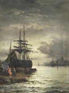 Moonlight Over The Thames; Paddlesteamer On The Thames, A Pair (2) Moonlight Over The Thames; Paddlesteamer On The Thames, A Pair (2)
