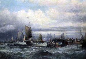 Fishing Boats Leaving Harbour by Georges William Thornley