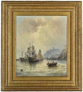 Congestion At The Harbour Mouth, Whitby by William (Anslow) Thornley