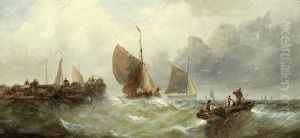 Shipping In Rough Waters Off A Jetty
