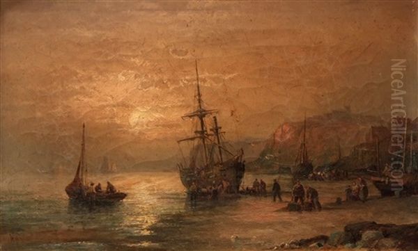 Coastal Scene With Fisherfolk - view 1