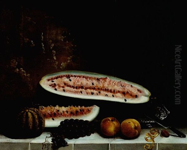 Still Life With Watermelon, Grapes And Peaches - view 1