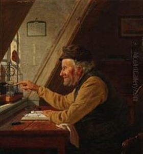 En Gammel Mand Med Sin Kanariefugl by Christian (Jens C.) Thorrestrup