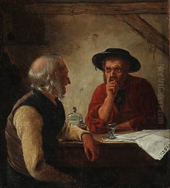 Two Men Drinking Schnapps - view 1