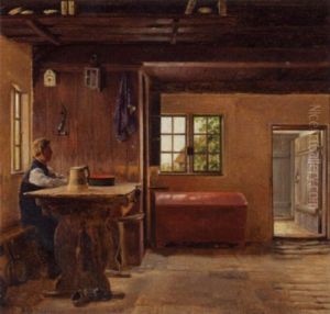 Almueinterior Med Mand Siddende Ved Et Bord
