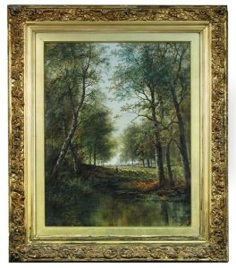 Landscape With A Shepherd And Sheep In A Woodland Clearing