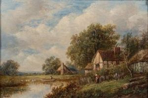 Landscape With Cottage In Foreground Landscape With Cottage In Foreground