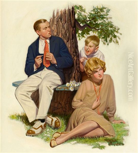 Three Siblings Of The Gyldenkrone Family Playing With A Cat - view 1