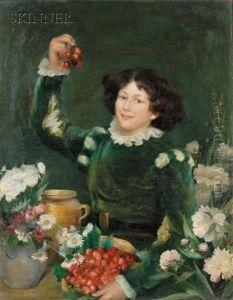 Figure With Cherries And Flowers